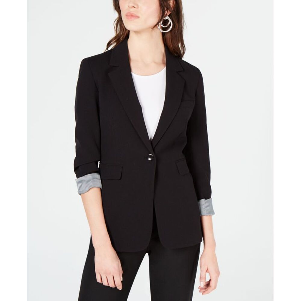 Bar III Womens One Button Notch Collar Blazer